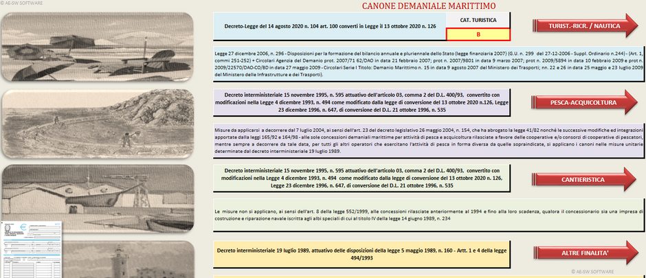 CALCOLO CANONE DEMANIALE MARITTIMO DI CONCESSIONI DEMANIALI