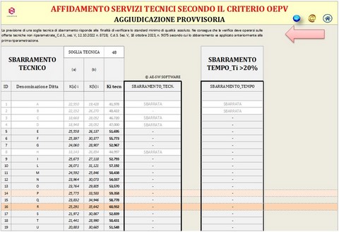 Affidamento servizi di architettura e ingegneria__Programma in excel per la determinazione dell'aggiudicatario secondo il criterio dell'offerta economicamante più vantaggiosa