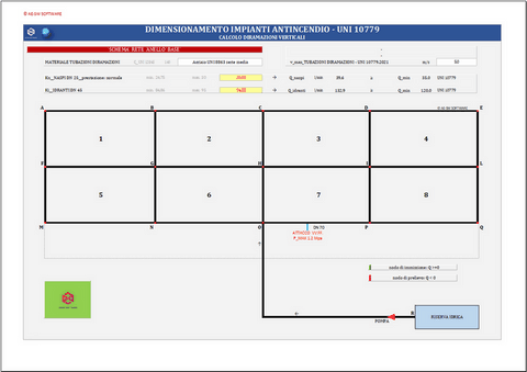 Programma in excel per il dimensionamento di reti idranti e naspi secondo le norme UNI 10779.2021