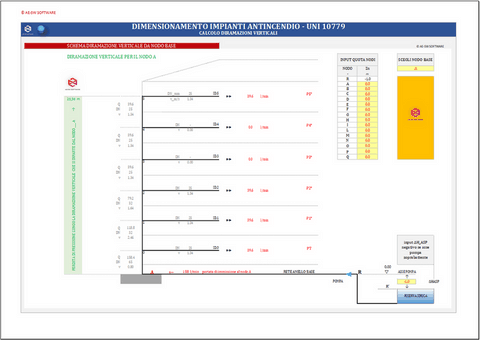 Programma in excel per il dimensionamento di reti idranti e naspi secondo le norme UNI 10779.2021
