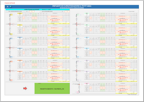 Progetto canalizzazioni d'aria. Programma in excel per il dimensionamento di condotti di aerazione per la climatizzazione degli ambienti