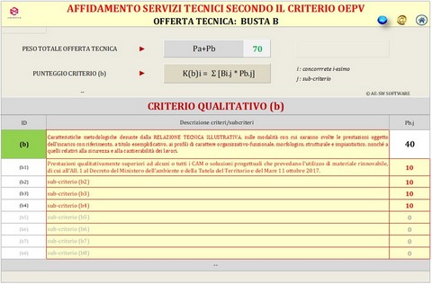 Affidamento servizi di architettura e ingegneria__Programma in excel per la determinazione dell'aggiudicatario secondo il criterio dell'offerta economicamante più vantaggiosa