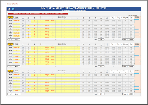 Programma in excel per il dimensionamento di reti idranti e naspi secondo le norme UNI 10779.2021