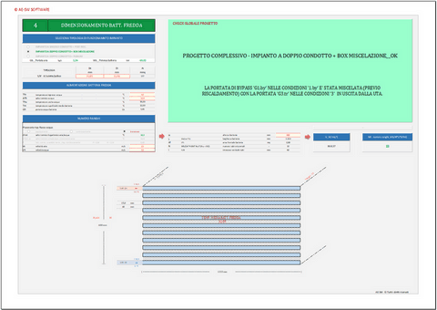 Progetto impianti di climatizzazione. Programma in excel per il dimensionamento di impianti mono-zona a singolo condotto con post-riscaldamento; a doppio condotto con box miscelazione; a doppio condotto con plenum
