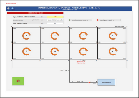 Programma in excel per il dimensionamento di reti idranti e naspi secondo le norme UNI 10779.2021