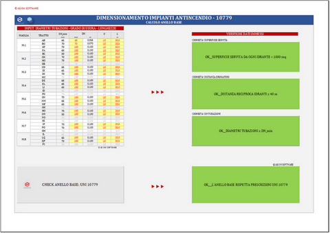 Programma in excel per il dimensionamento di reti idranti e naspi secondo le norme UNI 10779.2021