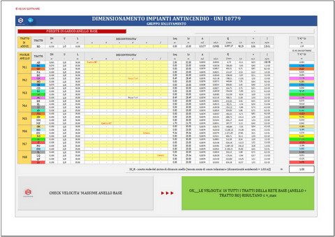 Programma in excel per il dimensionamento di reti idranti e naspi secondo le norme UNI 10779.2021