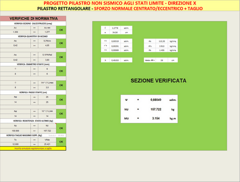 progetto pilastro in zona sismica agli stati limite con piccola eccentricità di legge