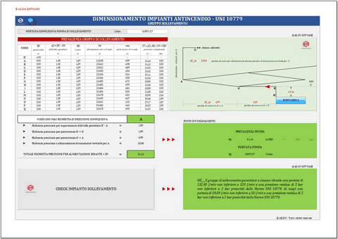 Programma in excel per il dimensionamento di reti idranti e naspi secondo le norme UNI 10779.2021